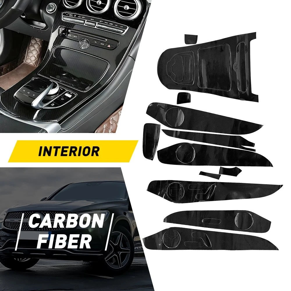 Carbon Fiber Inside Center Console Dash Cover for Benz C-Class GLC (2015–2018)