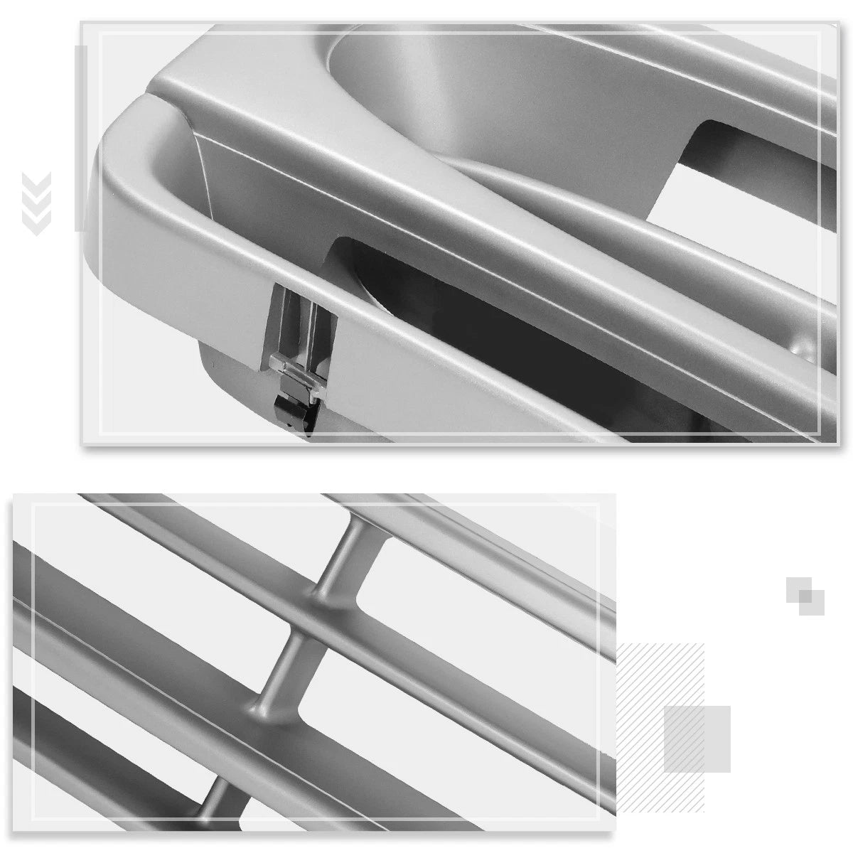 Hood Grille Horizontal Slats for Ford E150-E350 Econoline (1997–2002) Gray