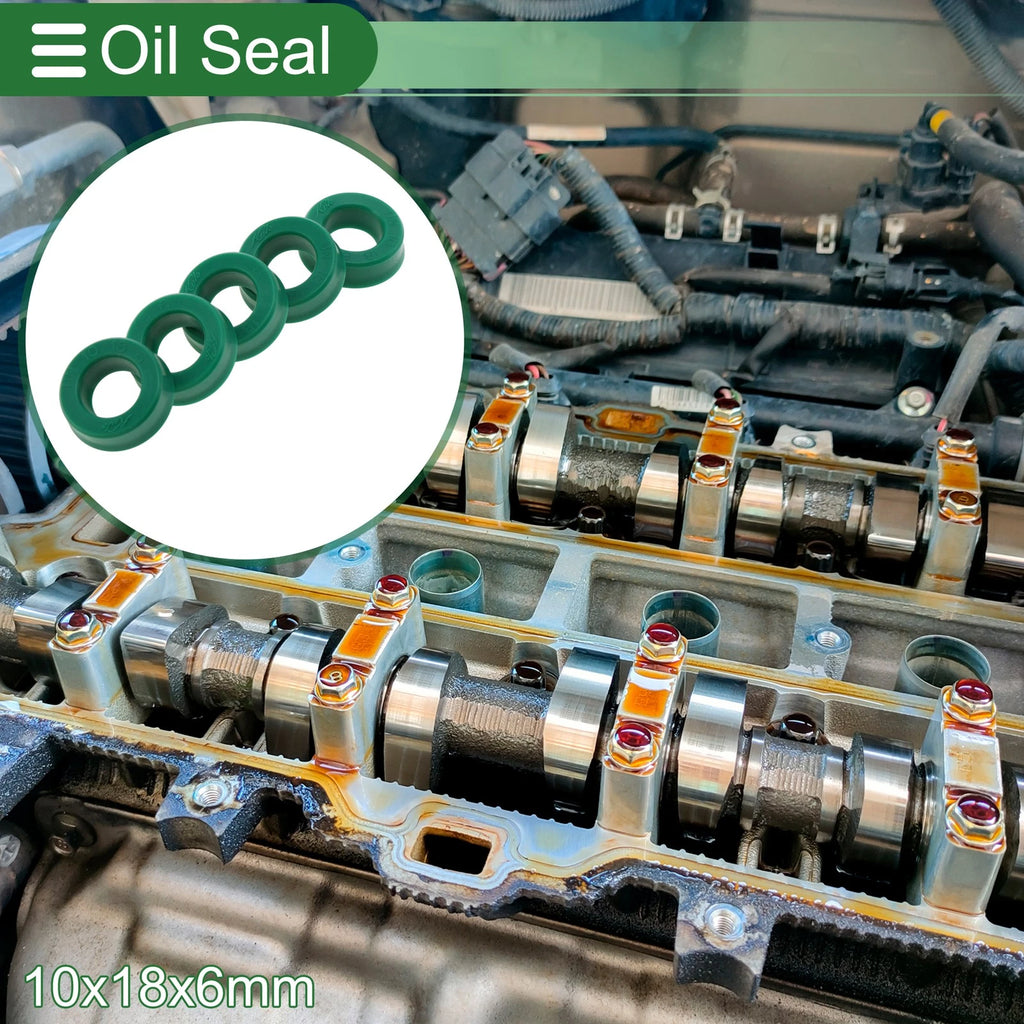 Set of 5 Oil Seal Rotary Shaft Seal 10x18x6mm High Pressure Green
