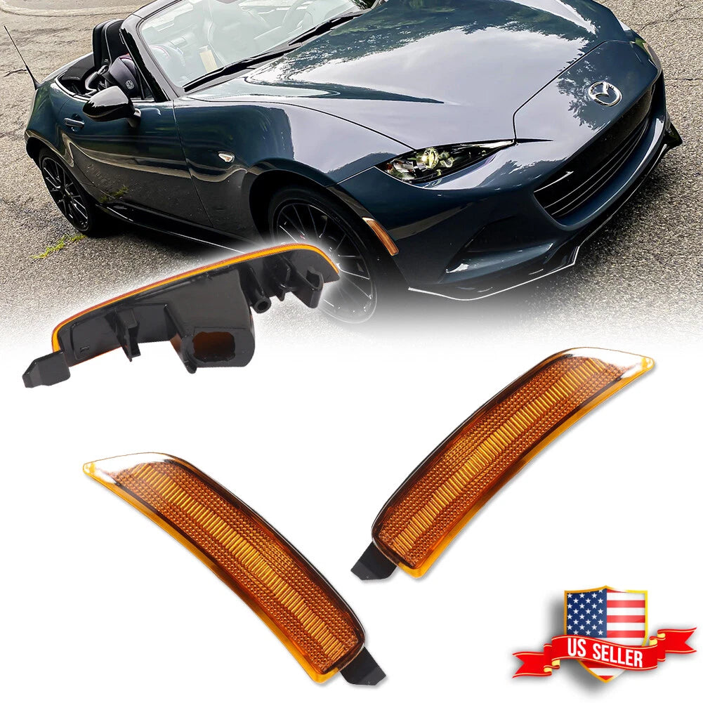 2X Amber Lens Front Side Marker Lights for Mazda MX-5 Miata (2016–2022)