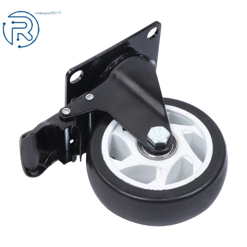 Set of 4 Black Casters with White Hubs, 360-Degree, 2200 lb Capacity