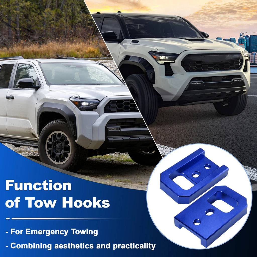 Front Tow Hooks for Toyota Tacoma 4Runner Land Cruiser 250 (2024–2026) 2pcs Blue