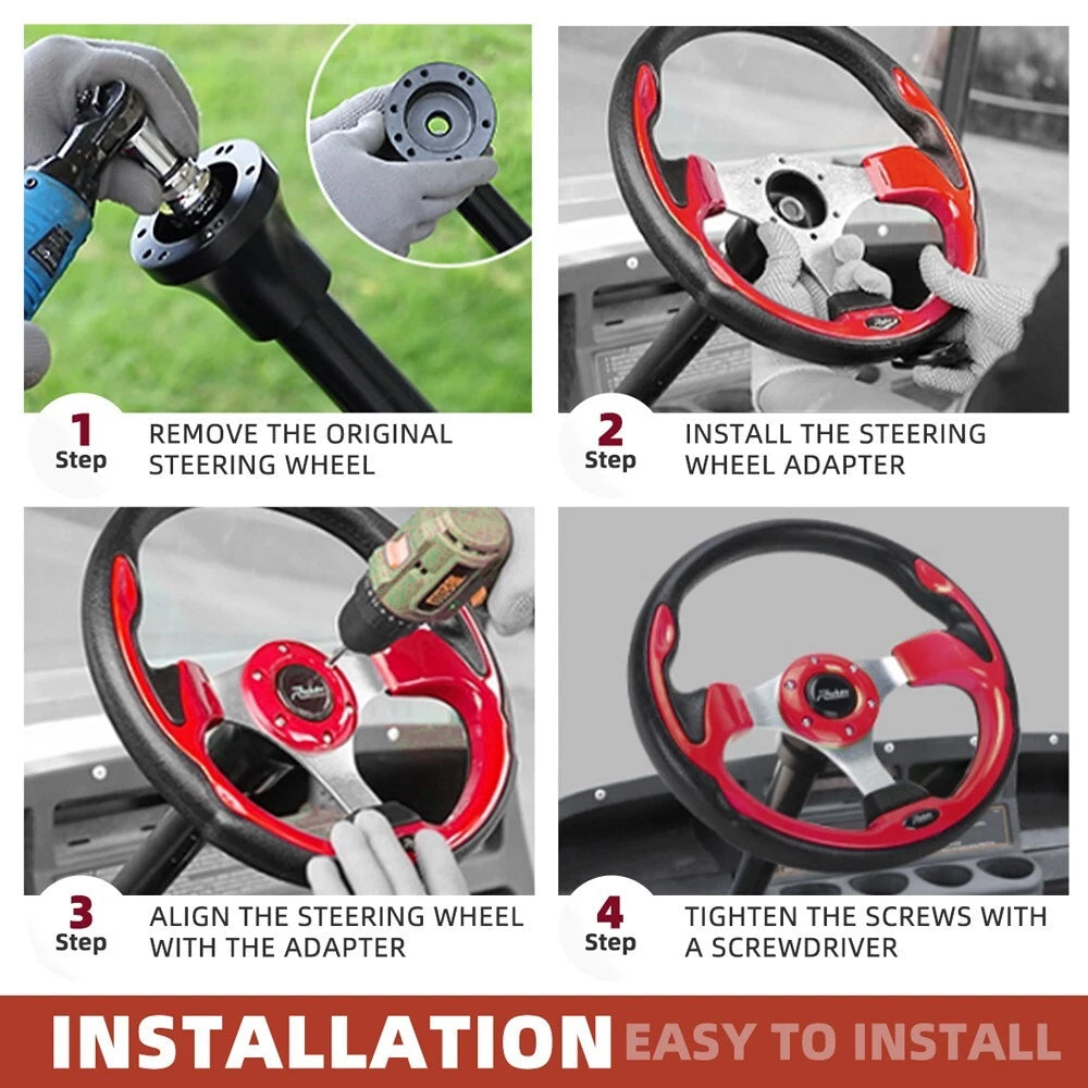 13" Steering Wheel with Quick Release Adapter for Universal Fit