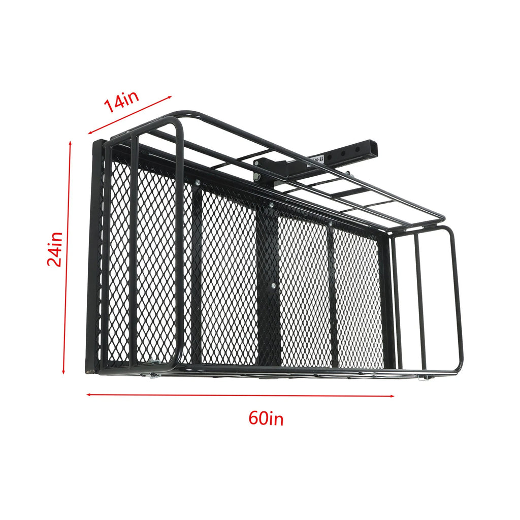 Hitch Mount Cargo Carrier for Universal Vehicles (500LB Capacity, 60"x24"x14")