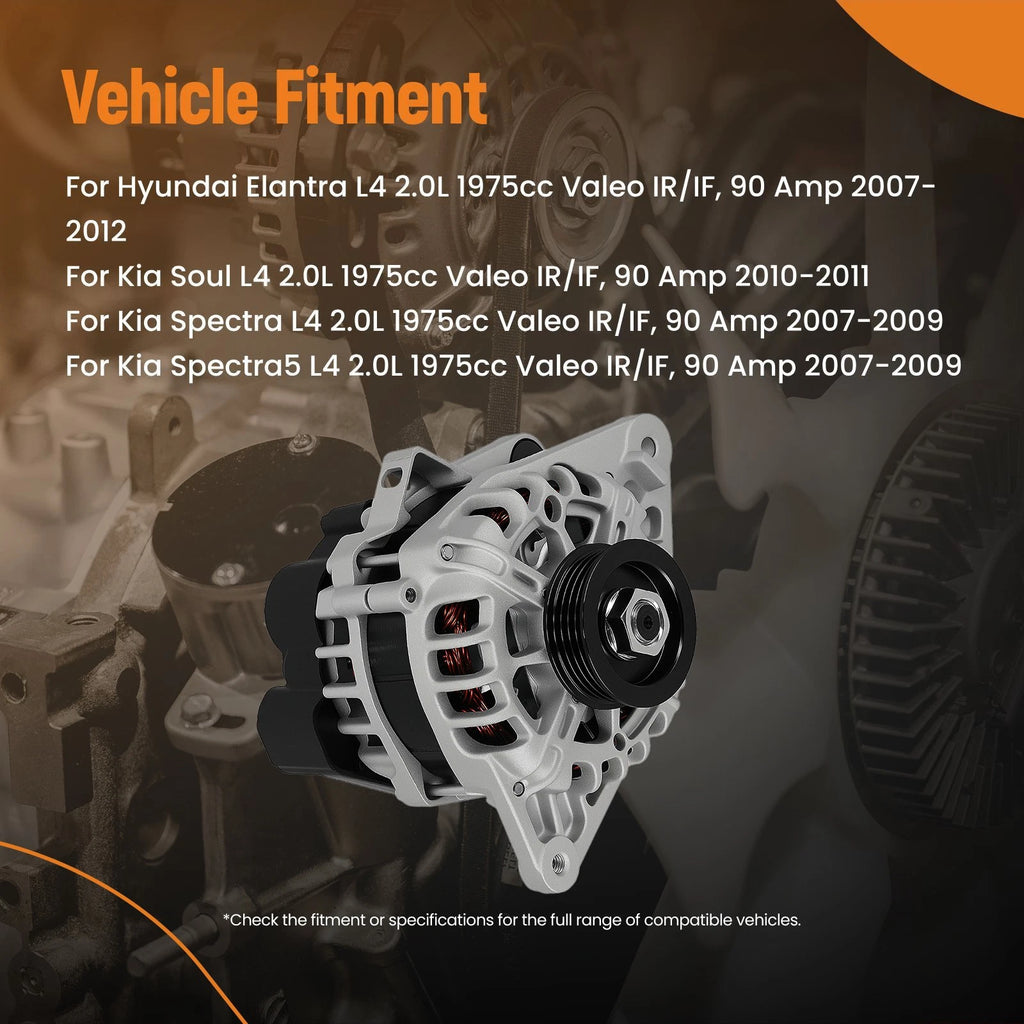 Alternator for Hyundai Elantra (2007–2012) Kia Soul/Spectra/Spectra5 (2007–2011)
