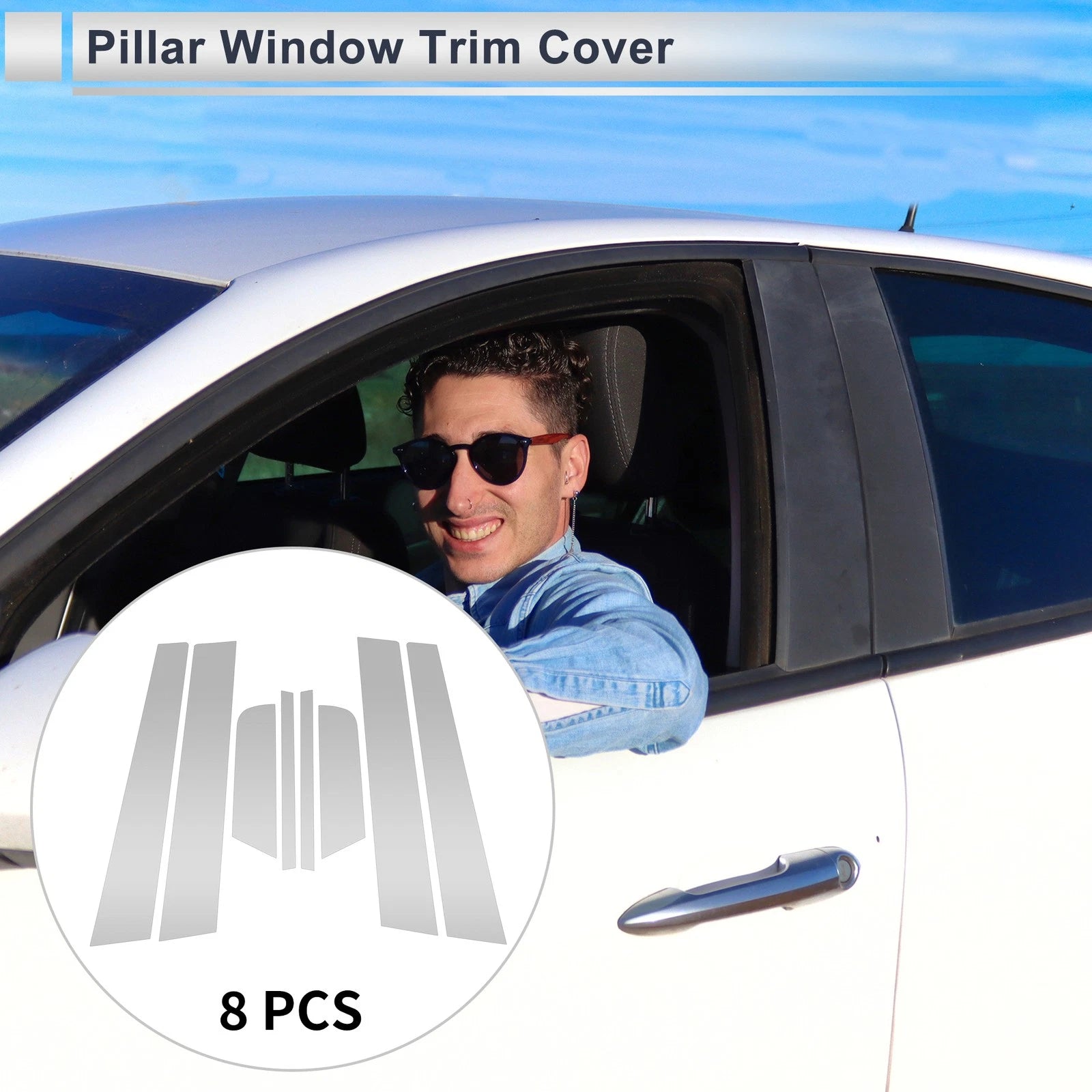 8 Pcs Door Pillar Window Trim for Mazda 3 Axela (2006–2012) Silver Tone
