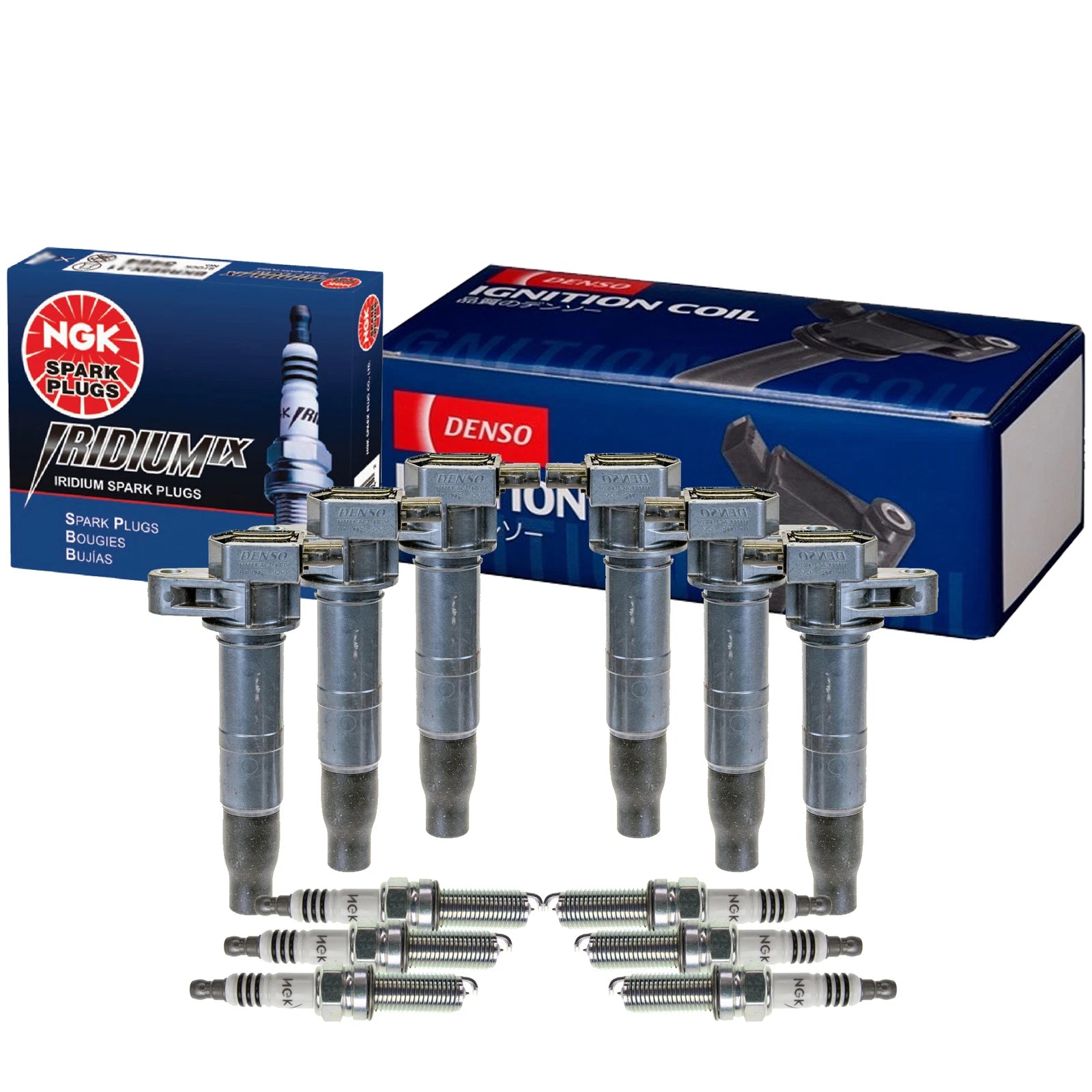 Set of 6 Denso COP Ignition Coils & NGK Iridium IX Spark Plugs for Hyundai Kia V6