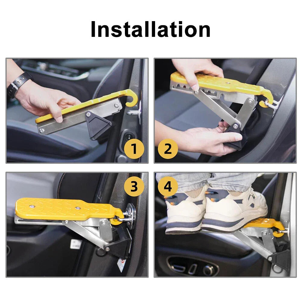 Adjustable Foldable Roof Rack Door Step Stand Pedal for Car - Gold
