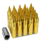 20x M12x1.5 107mm Tall Gold Aluminum Spiked Cap Lug Nuts + Adapter