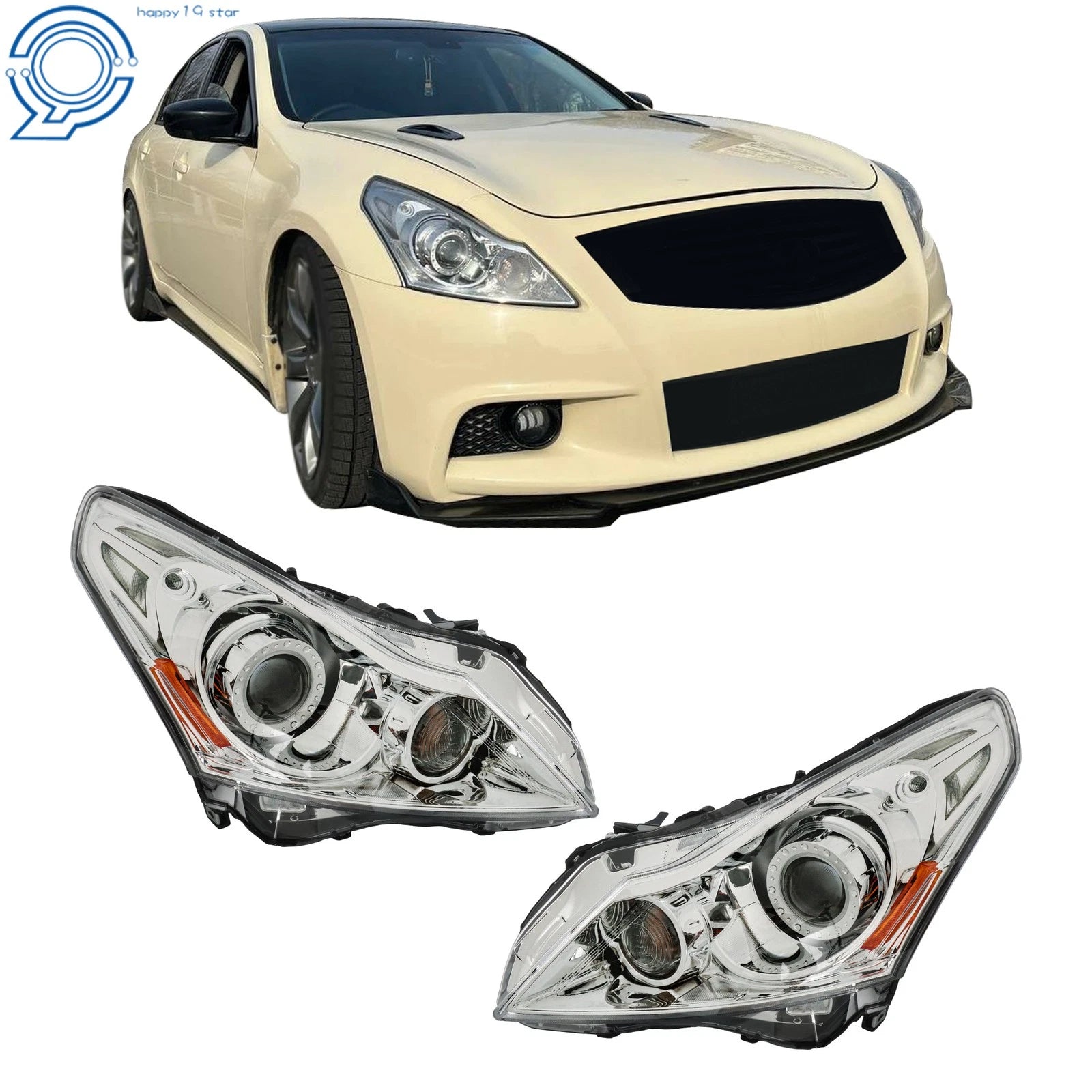 Set of 2 HID Xenon Headlight Assemblies for Infiniti G25 G37 (2010–2012)