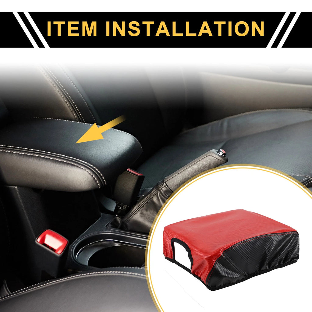 Center Console Lid Armrest Cover for Ford F-150 (2015–2020) Carbon Fiber Red