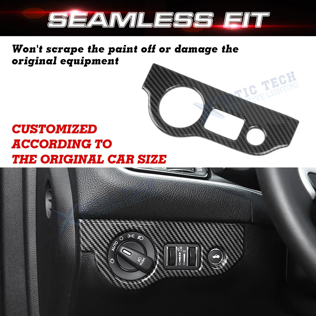 Carbon Fiber Pattern Headlight Switch Button Cover for Dodge Challenger (2015-2025)