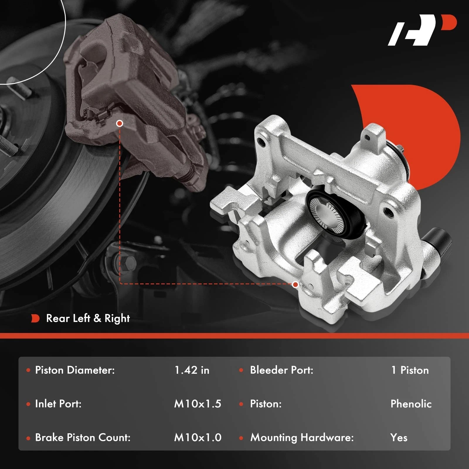 Pair Rear Brake Calipers with Bracket for Ford Escape (2020-2021)