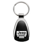 Grille Logo on Black Teardrop Keychain - Officially Licensed for Jeep