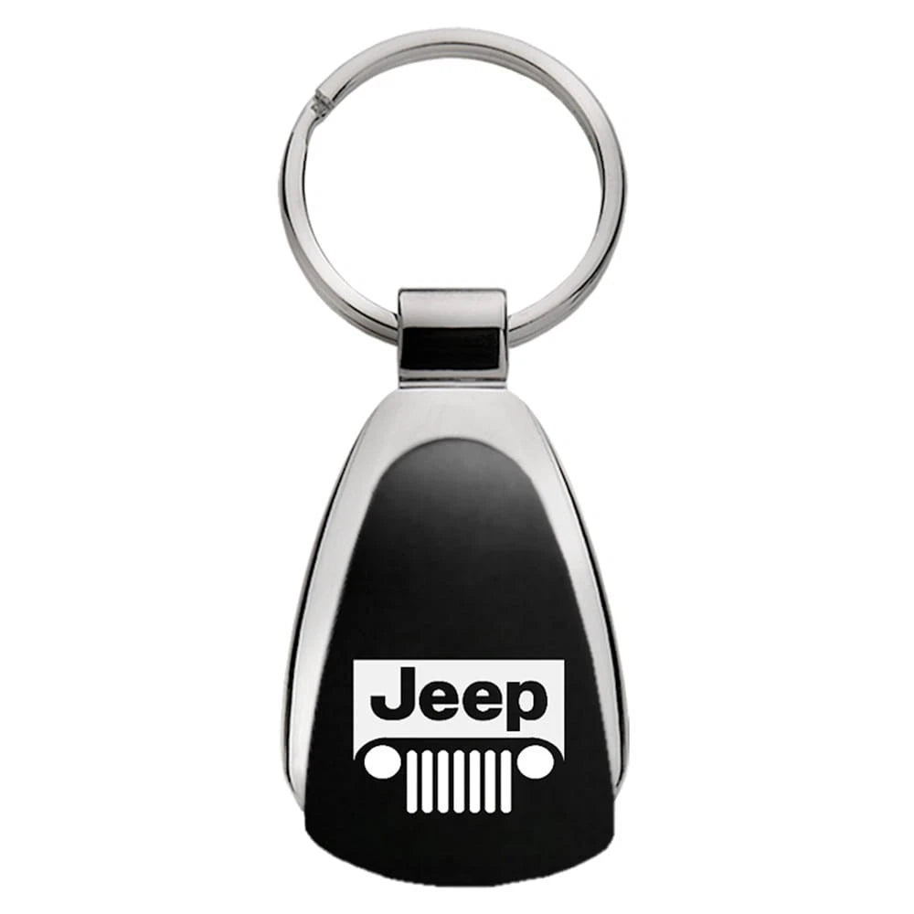 Grille Logo on Black Teardrop Keychain - Officially Licensed for Jeep