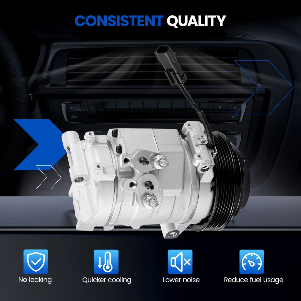 AC Compressor with Clutch 10S20C for Chrysler Town & Country Dodge Caravan (2008–2010)