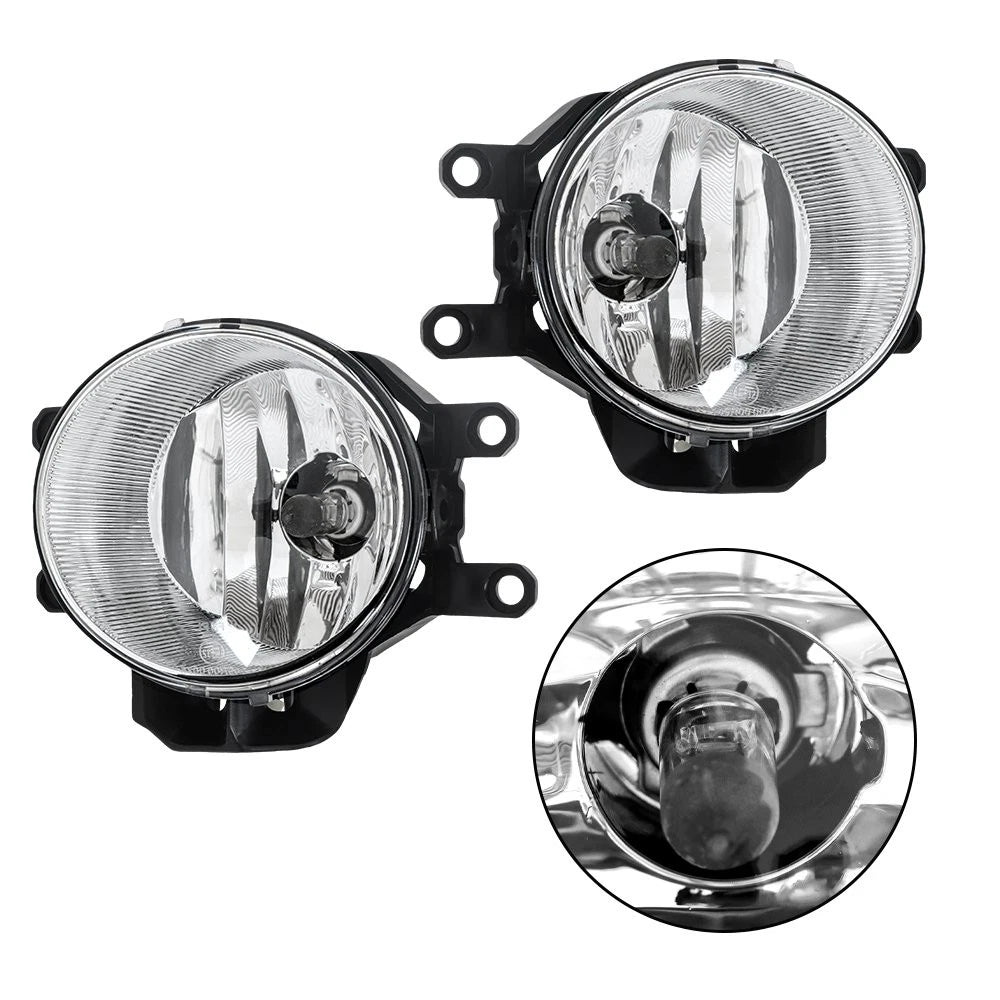 Pair Fog Lamps Lens for Toyota RAV4 (2016–2018) w/Wiring & Plated Ring