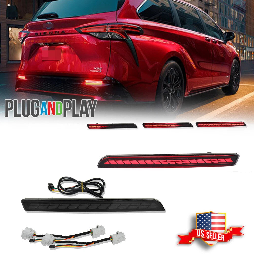 Smoke Red LED Rear Bumper Fog Brake Signal Light for Toyota Sienna (2021–2026)