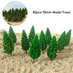 80Pcs Model Trees for Train Railroad Wargame Park Scenery (Scale DIY)