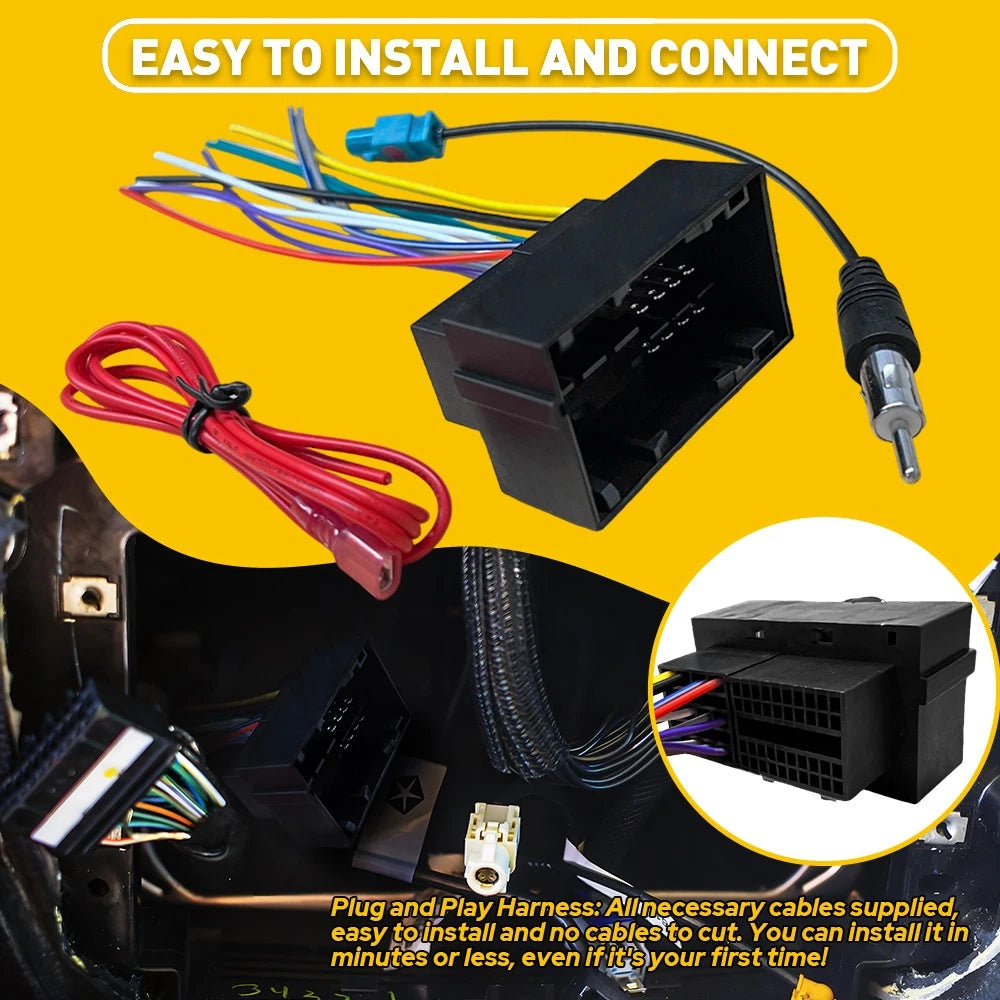 Stereo Radio Wire Harness with Antenna Adapter for RAM 1500 2500 (2013-2019)