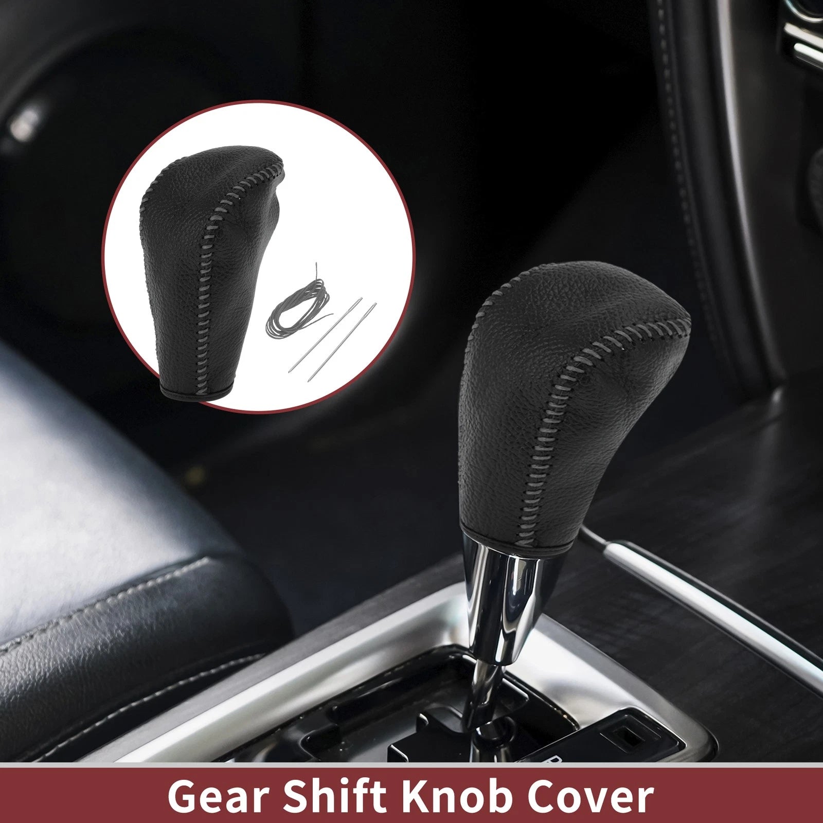 Gear Shift Knob Cover for BMW 3 Series E90 (2004–2012) Black Gray Faux Leather