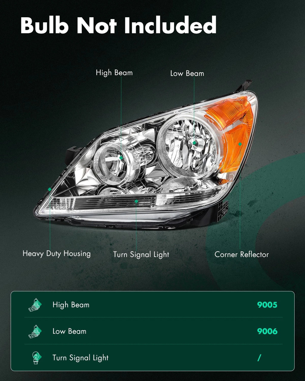 2X Headlight Assembly for Honda Odyssey (2005–2007) - Chrome Amber