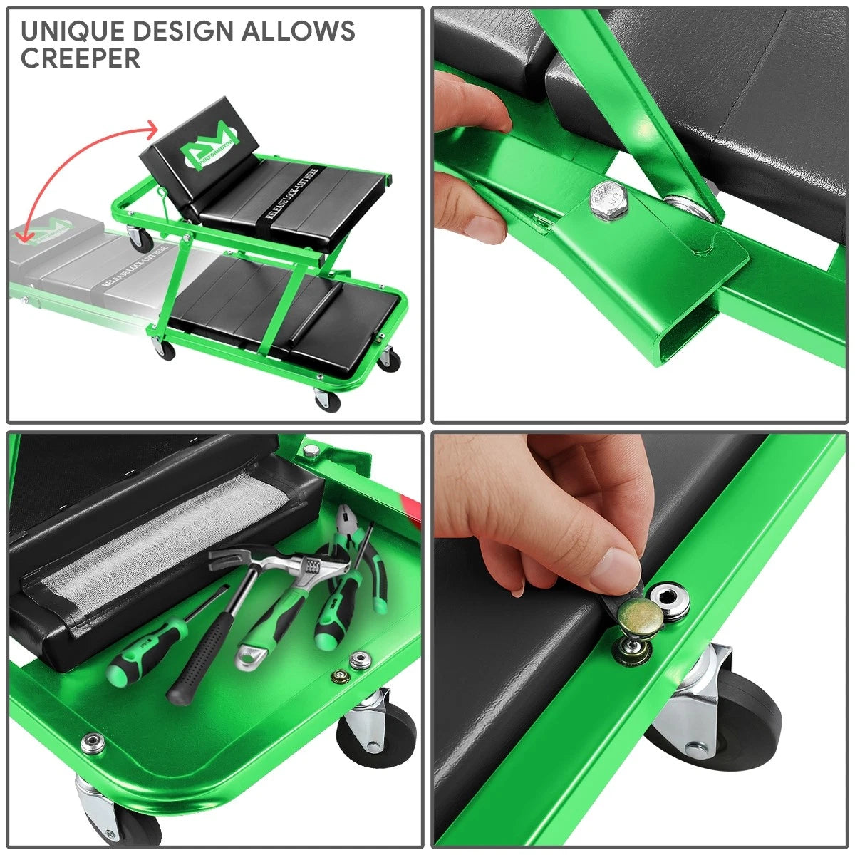 2-in-1 Rolling Creeper for Universal Use (48" x 18" x 5.9", 330lbs Capacity)