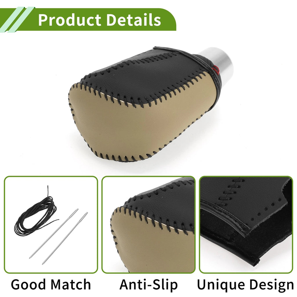 1 Pc Gear Shift Knob Cover for Honda Civic (2016–2021) Beige Black Faux Leather