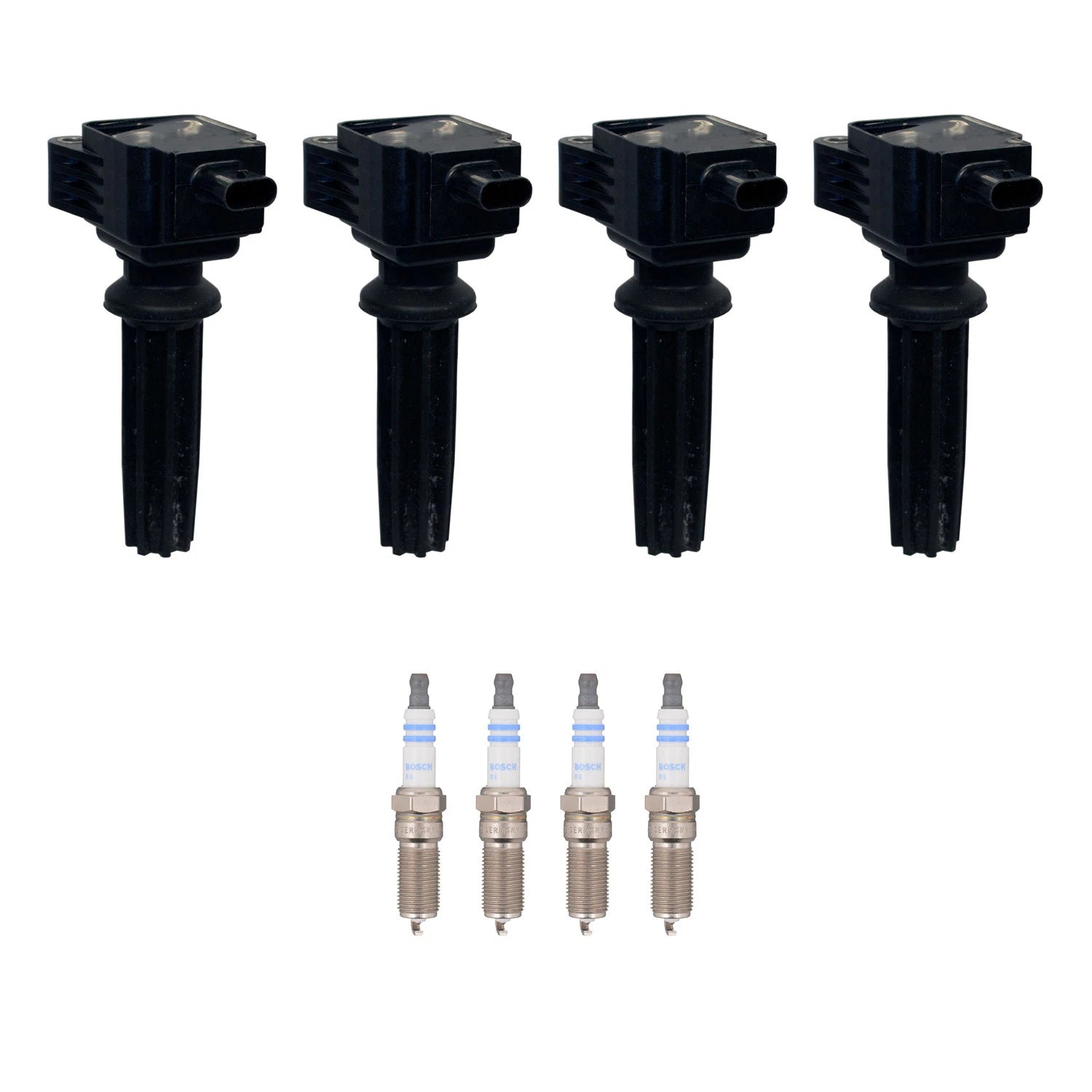 Set of 4 Ignition Coils & Spark Plugs for Ford Edge, Focus, Mustang (L4)