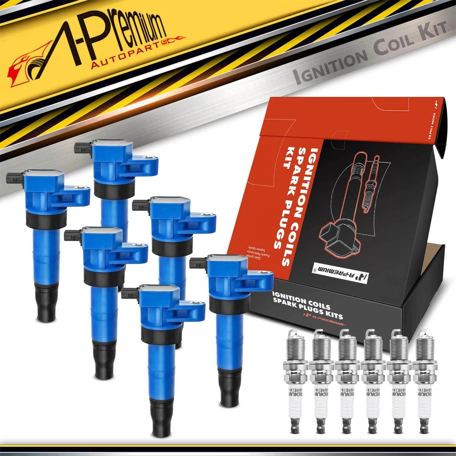 Set of 6 Ignition Coils & Iridium Spark Plugs for Hyundai Sonata (2006–2010)