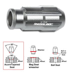 Set of 20 JDM M12X1.25 Gun Metal Open-End Aluminum Rim Lug Nuts + Key