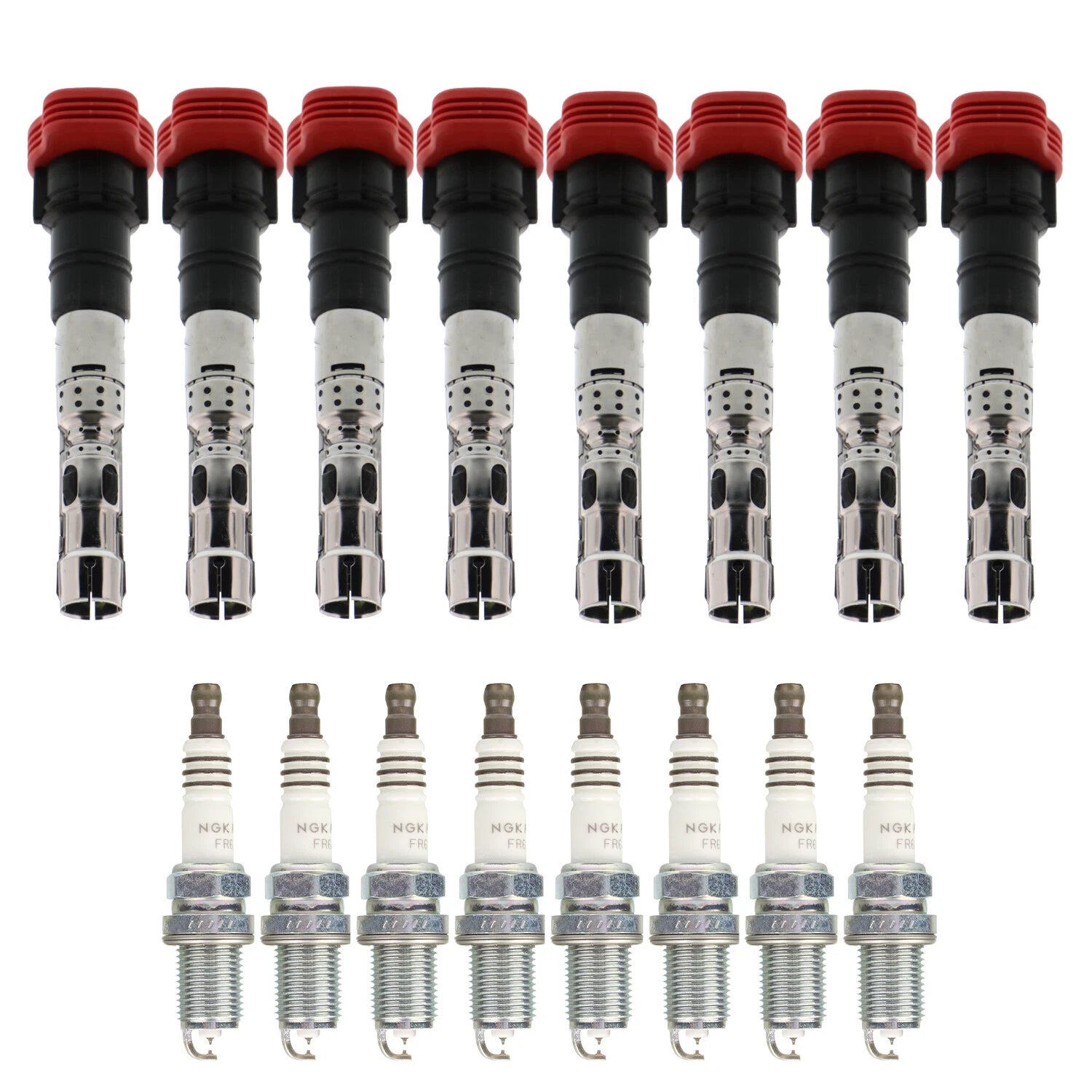 Set of 8 Ignition Coils & NGK Ruthenium HX Spark Plugs for Audi A6 Quattro S4 (2000–2005)