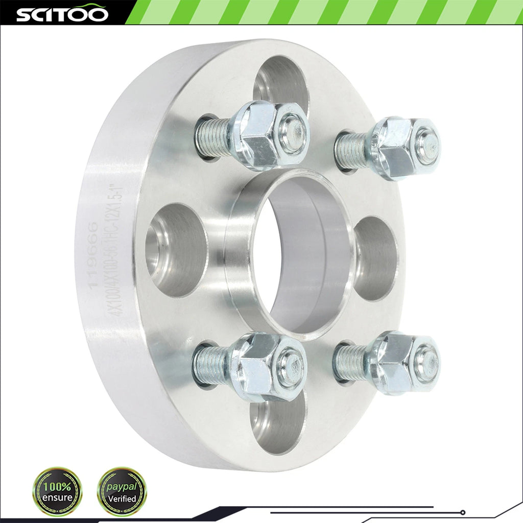 2 Pcs Wheel Spacers 4x100 1" 12x1.5 for Honda Civic, Fit, Mitsubishi Mirage, Lancer
