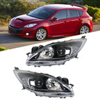 Set of 2 Halogen Headlight Assemblies for Mazda 3 (2010–2013)
