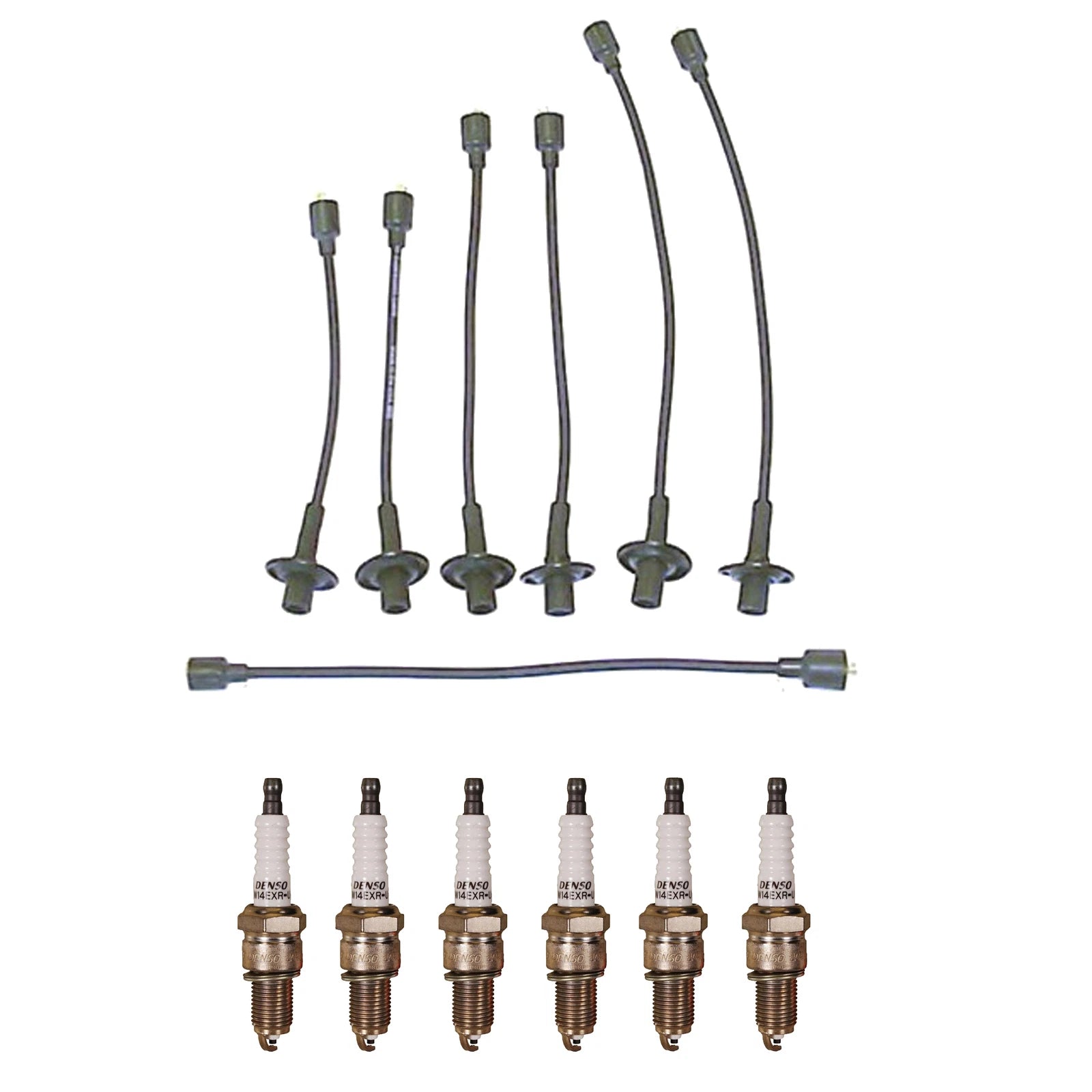 Denso 7mm Wire Set & 6 U-Groove Spark Plugs for Dodge Plymouth L6