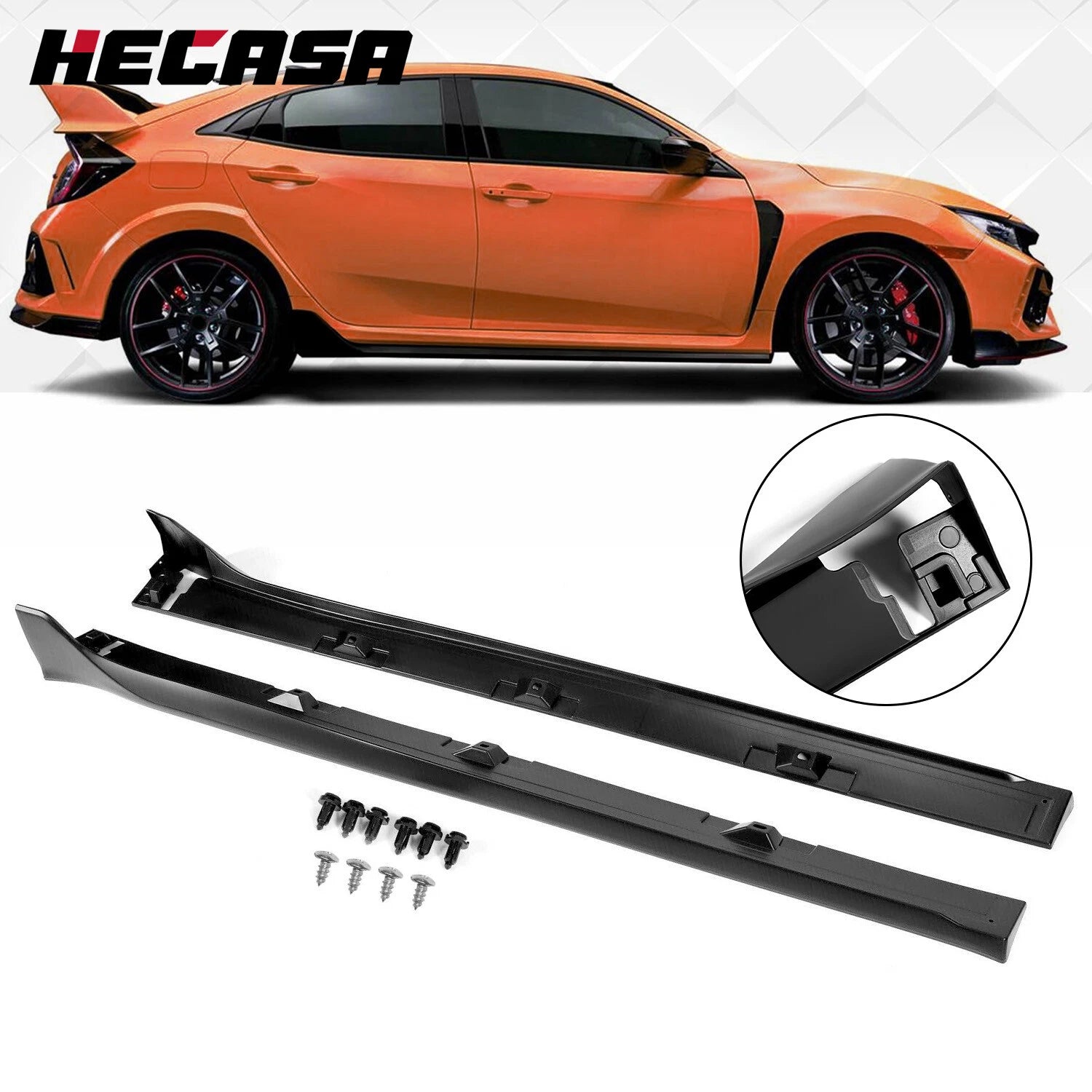 Side Skirt Extension for Honda Civic LX EX SI 2016–2021 Type-R Style