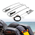 Chrome Saddlebag Lid Top Rail & LED Light for Harley Touring Road King (1994–2013)