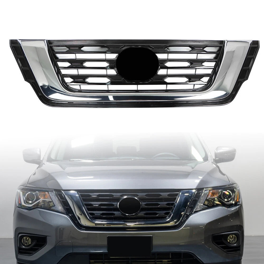 Front Upper Bumper Grille for Nissan Pathfinder (2017â2020) Chrome/Black