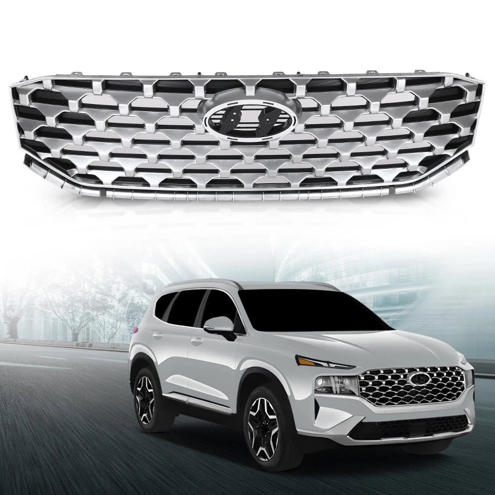 Front Upper Grille Assembly for Hyundai Santa Fe (2021–2022) Chrome