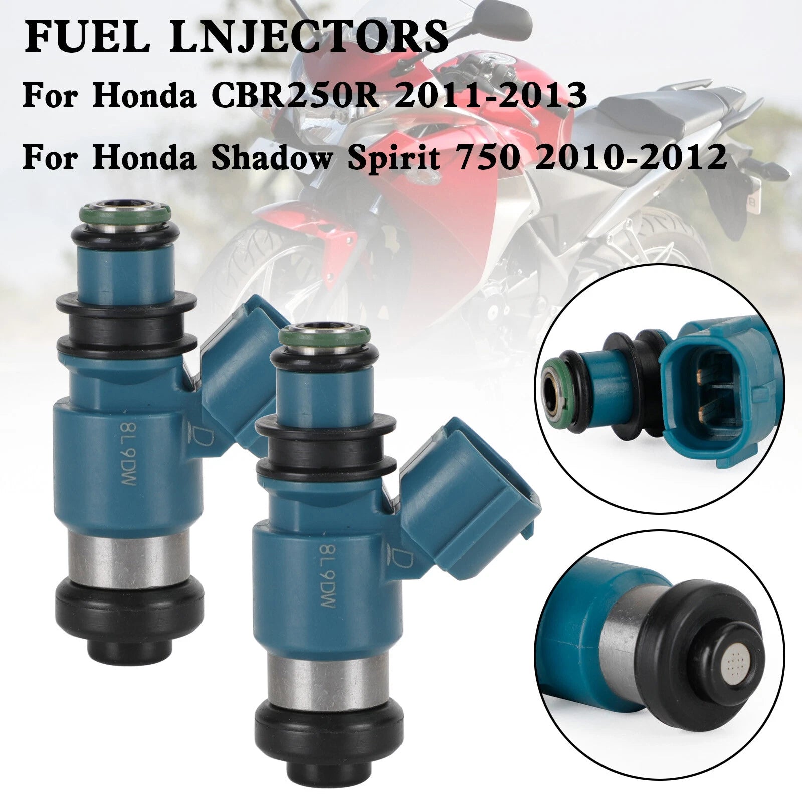 2X Fuel Injector for Honda CBR250R Shadow Phantom 750 (2011–2016) 16450-MFE-641