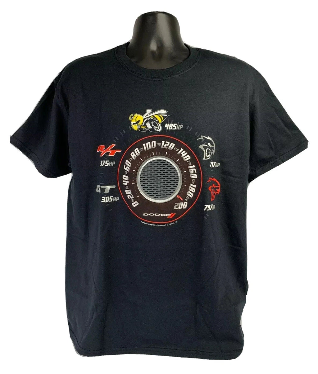 Speedometer T-Shirt for Dodge Challenger and Charger Trim Levels (2008–2023)