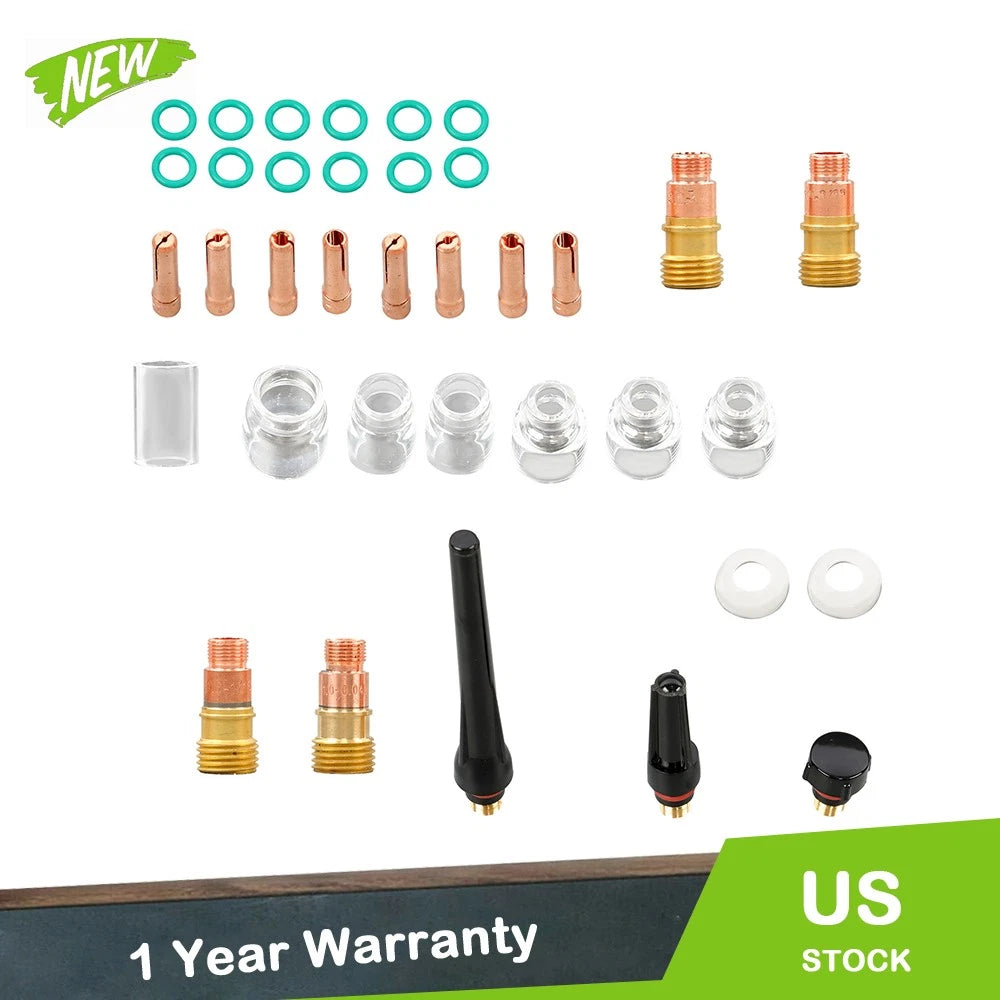 36PCS TIG Welding Torch Accessories Glass Cup Alumina Nozzle Gas Lens