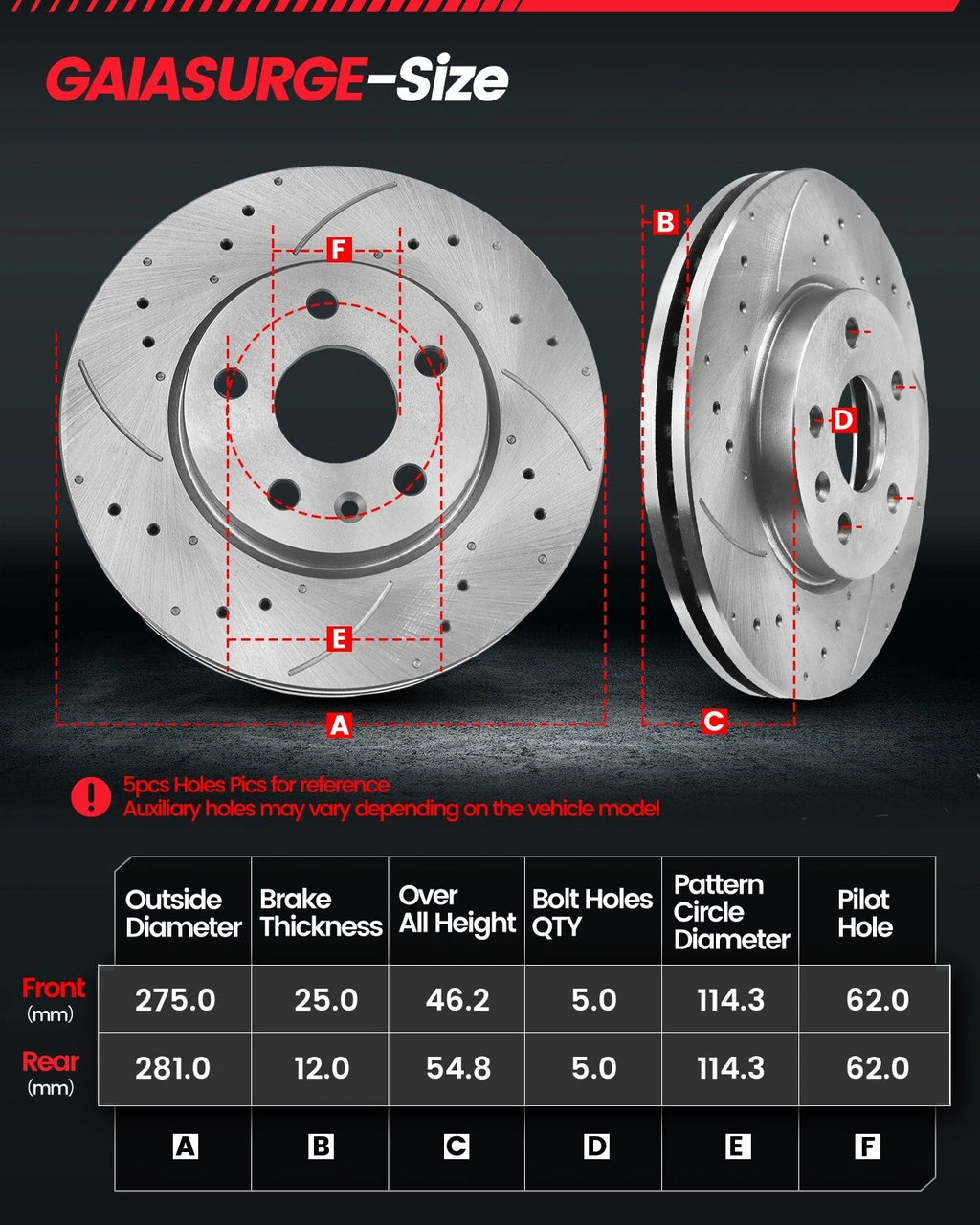 Brake Rotors & Pads Kit for Toyota RAV4 Lexus HS250h (2006–2018)