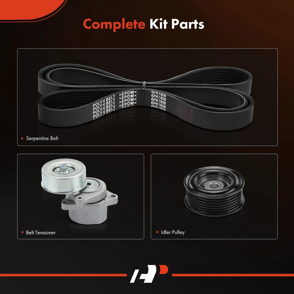 3X Serpentine Belt Drive Component Kit for Nissan Rogue (2014-2020)