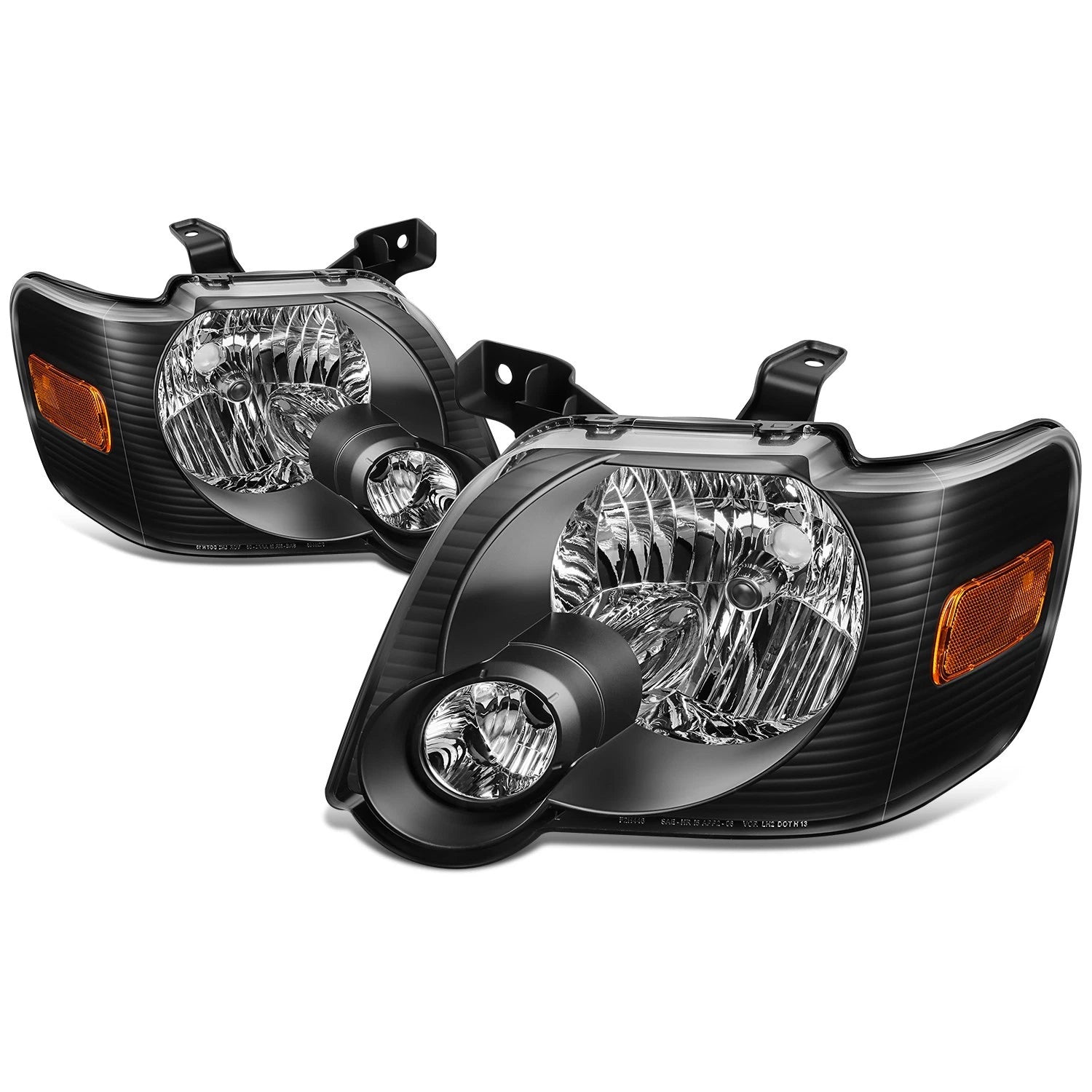 Pair of Black Housing Amber Corner Headlights for Ford Explorer (2006–2010)