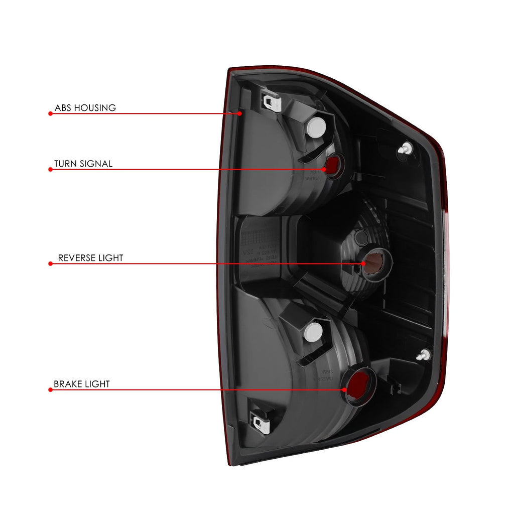 Chrome Housing Dark Red Lens Tail Brake Lights for Toyota Tundra (2014–2021)