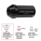 20Pc M12X1.25 Black Closed End Cone Hex Wheel Lug Nuts + Extension 25mmx50mm