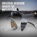 2X Rearview Mirrors with LED Turn Signals for Yamaha Suzuki Kawasaki Honda Harley