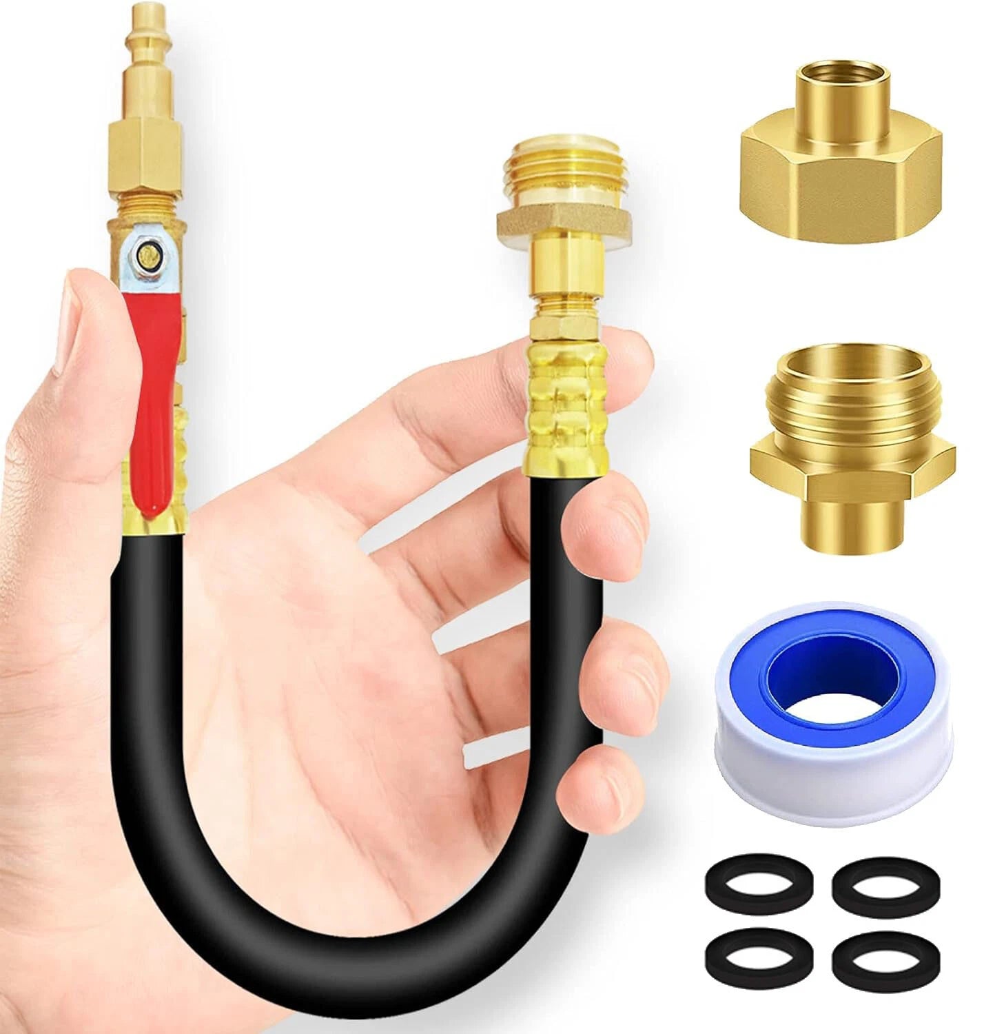 Camper Winterizing Kit for RV Trailer (Blowout Shut Off Valve Adapter Hose)