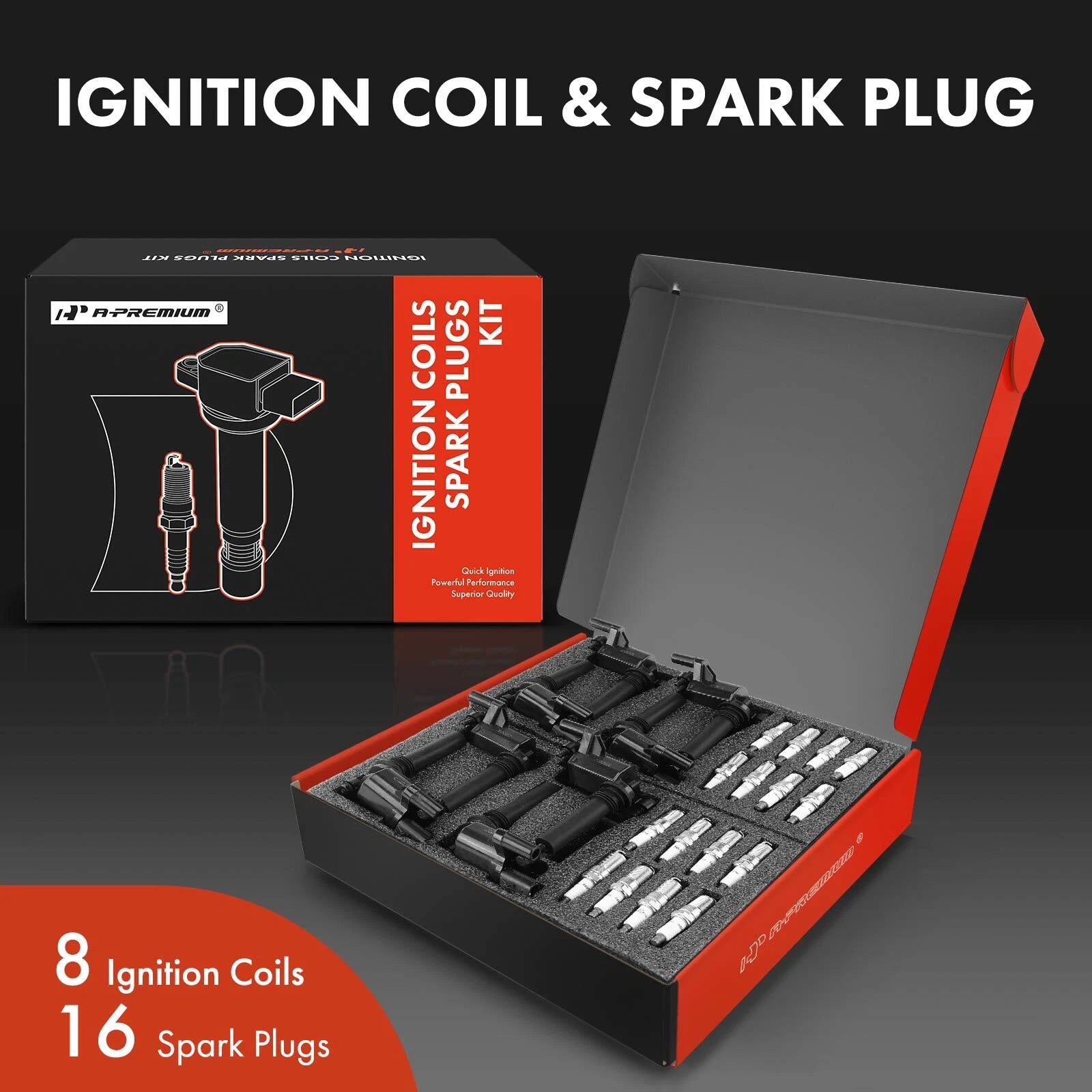 Set of 8 Ignition Coils and 16 Iridium Spark Plugs for Jeep Grand Cherokee (2005)